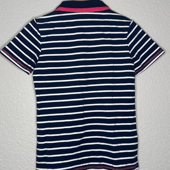 BLUHMOD Small Blue and White Stripped Polo with Pink Lining - Picture 6 of 7